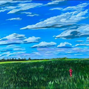 Countryside landscape painting | large rural farm art | Framed 24x30 acrylic painting | North Dakota landscape